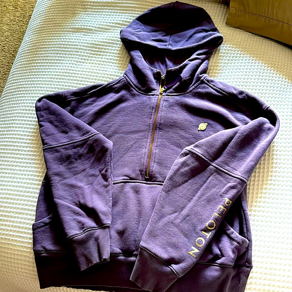Purple Peloton half zip hoodie